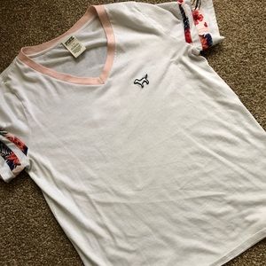 VS Pink Top with Tropical Floral Detail